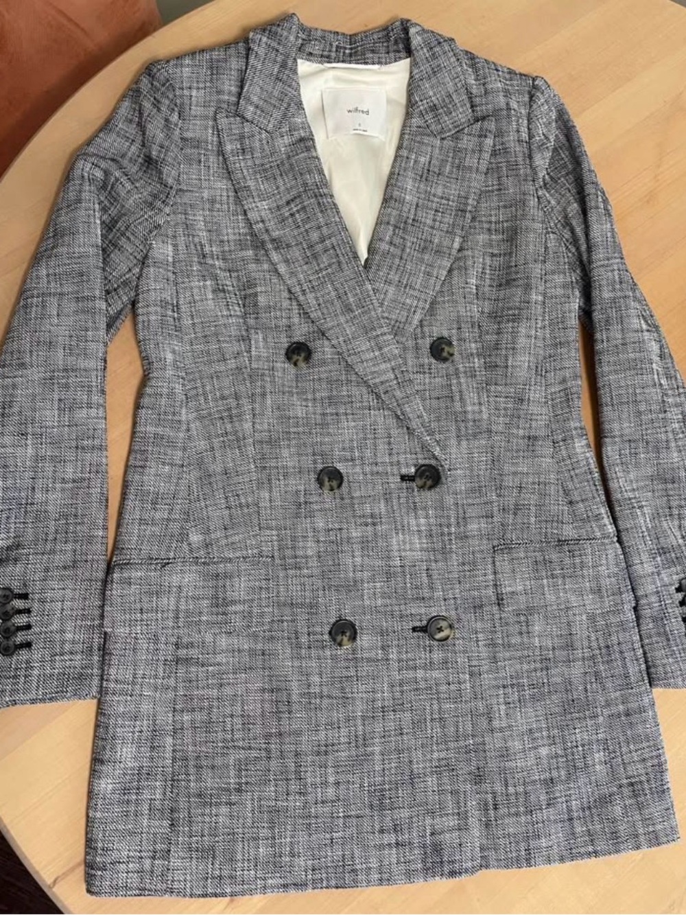 Wilfred Gray Plaid Double-Breasted Blazer